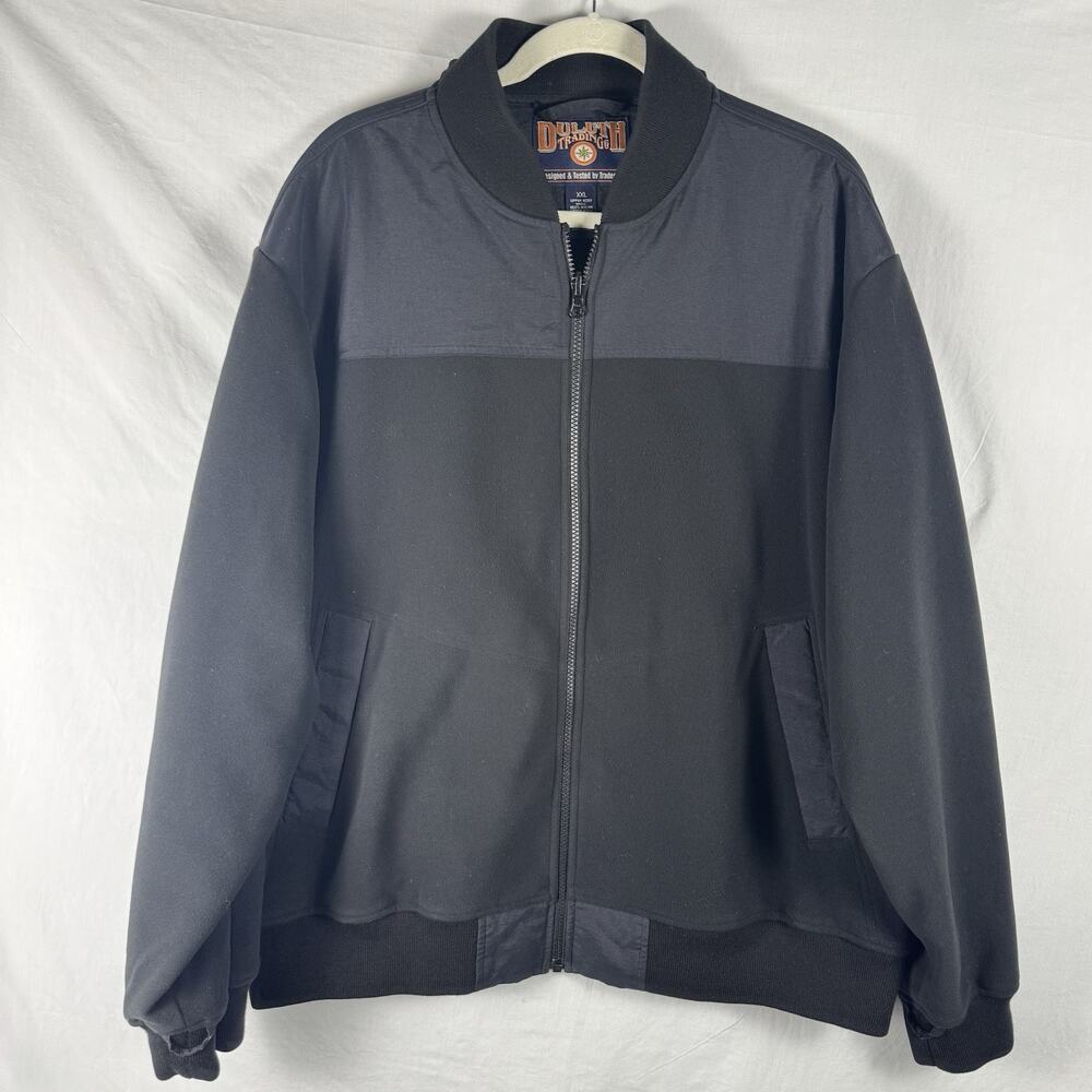 Duluth Trading Co Bomber Jacket Men's XXL Black Fleece Ribbed Cuff & Hem